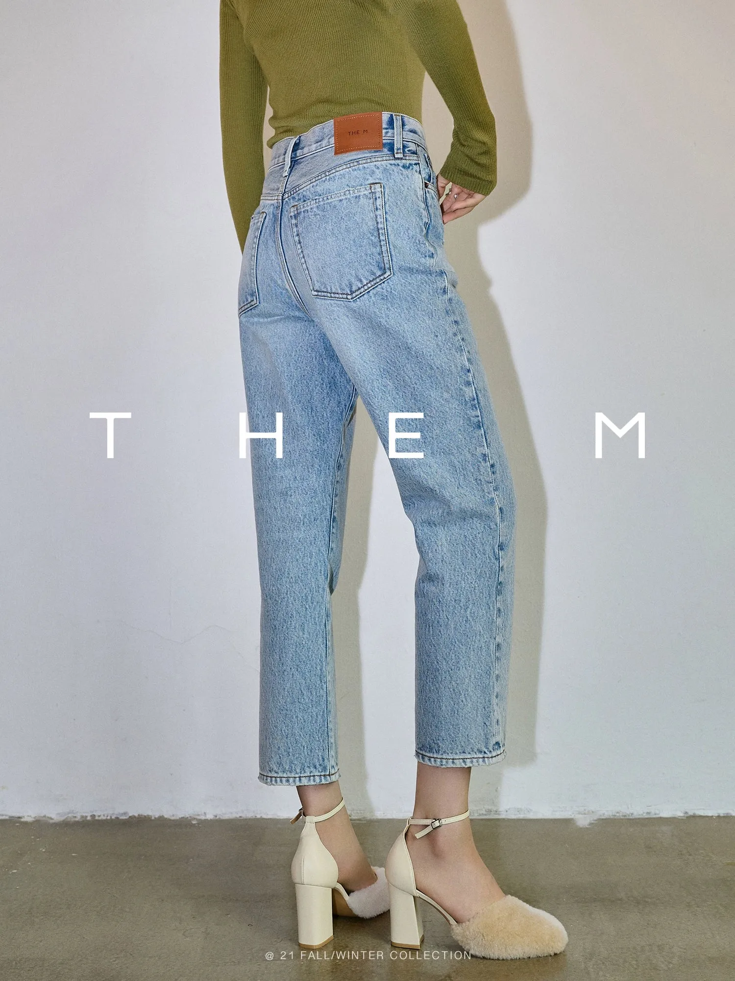 High-Waisted Straight-Leg Jeans
