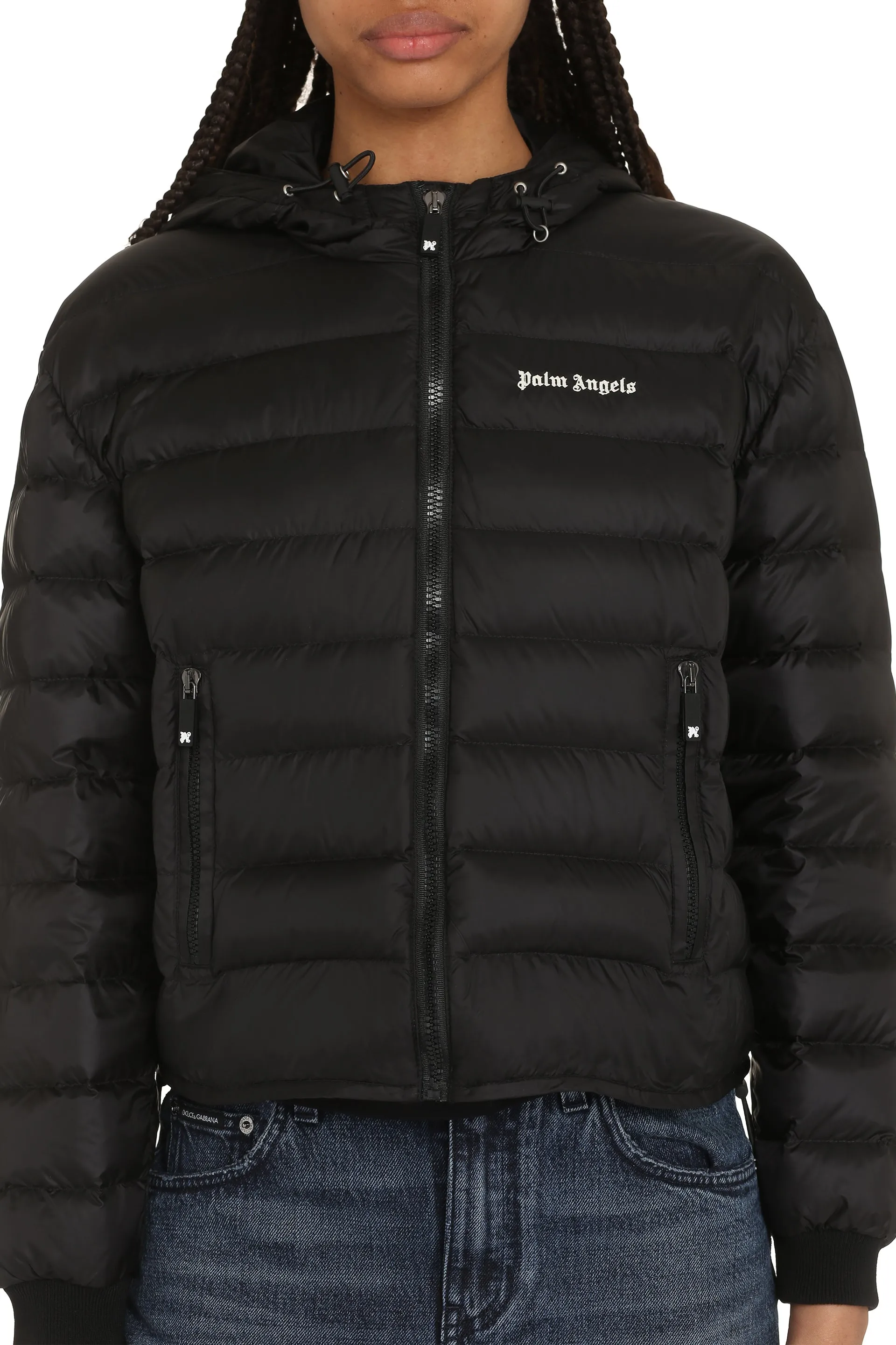 Hooded full-zip down jacket