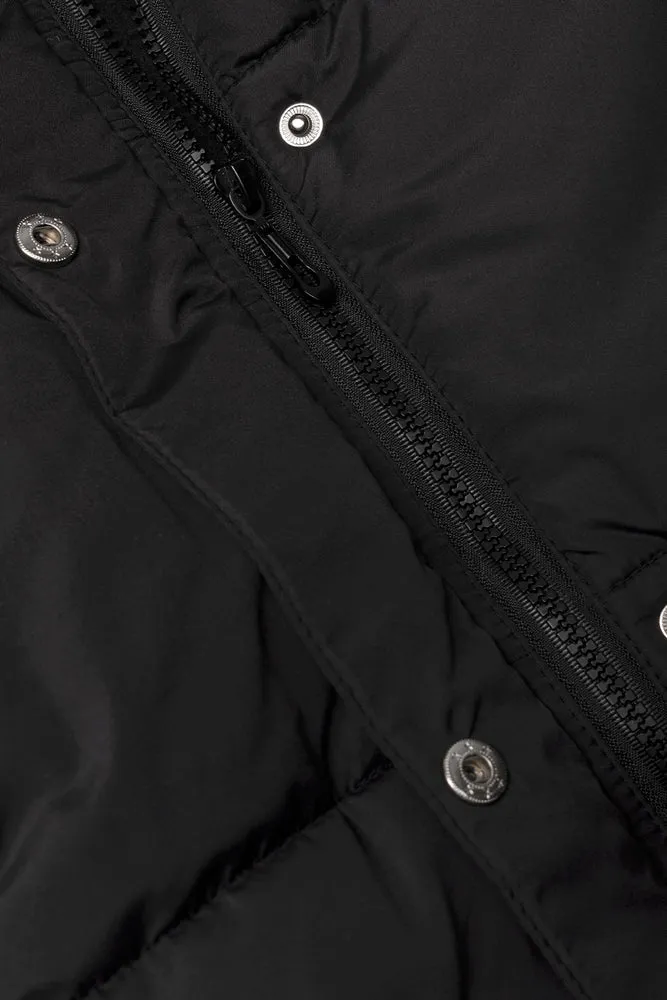 Hooded Long Puffer Jacket Black