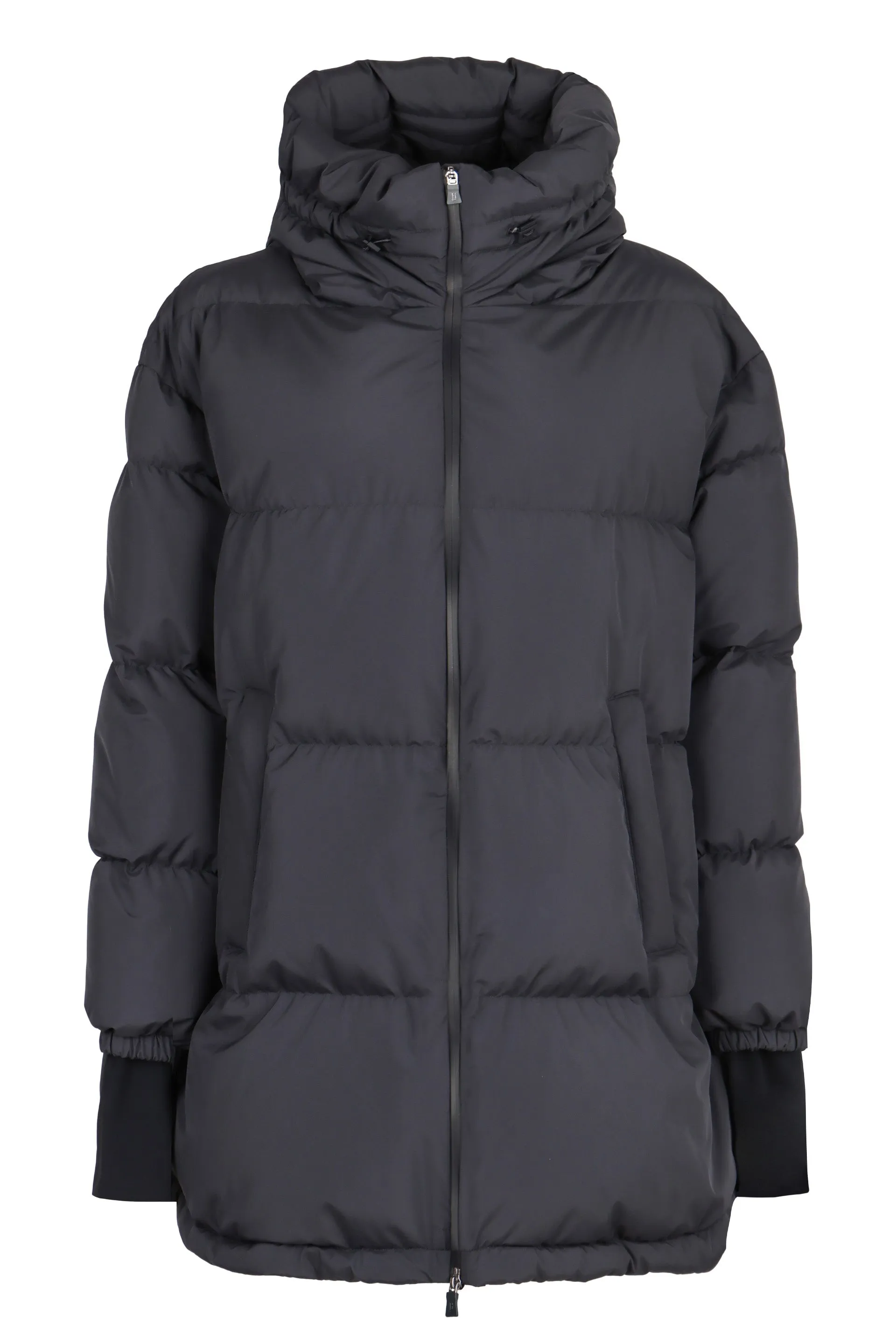 Hooded nylon down jacket