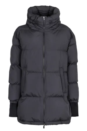Hooded nylon down jacket
