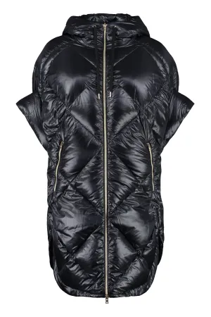 Hooded padded cape coat