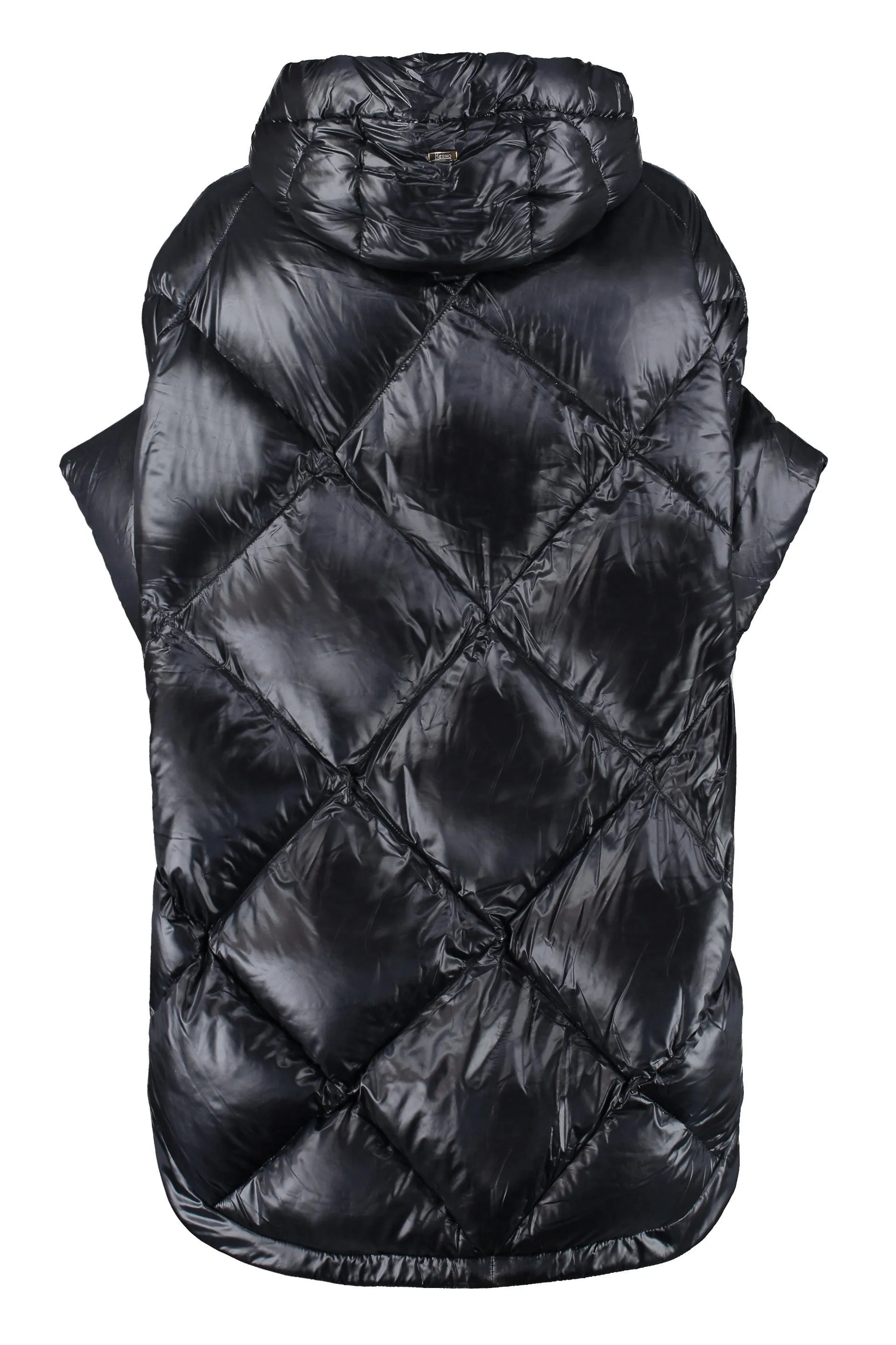 Hooded padded cape coat