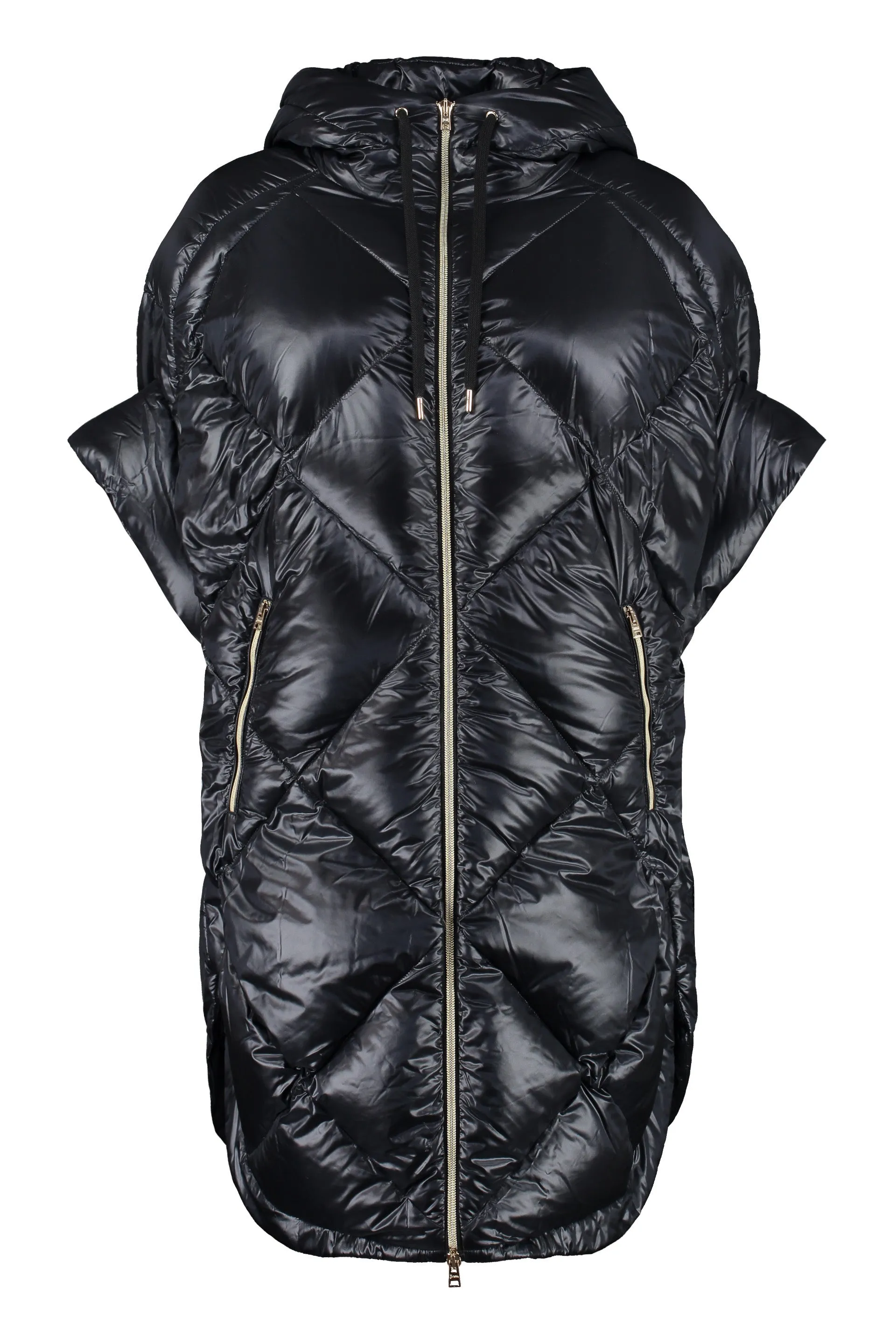 Hooded padded cape coat