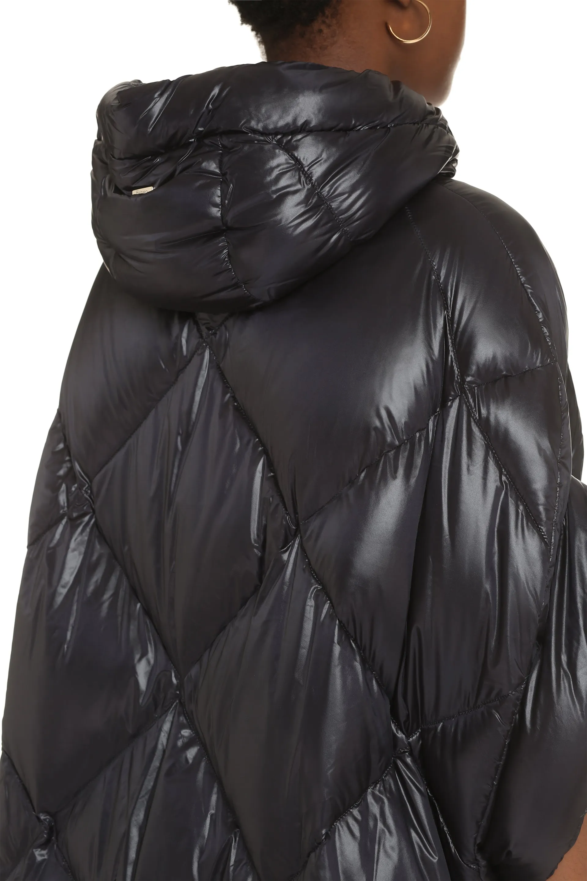 Hooded padded cape coat