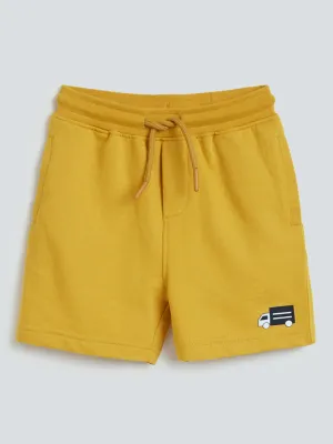 HOP Kids Mustard Truck Pattern Cotton-Blend Shorts