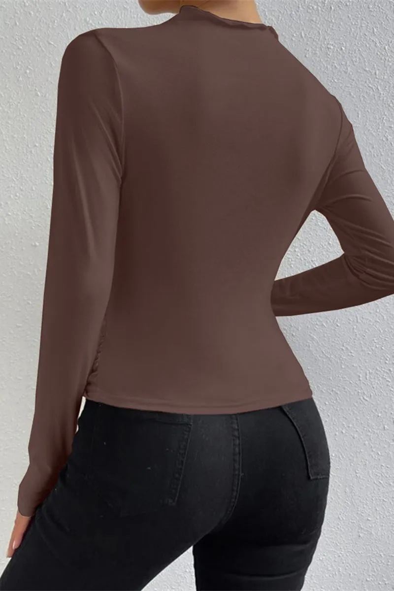 HTR1198 Draped Long Sleeve Top