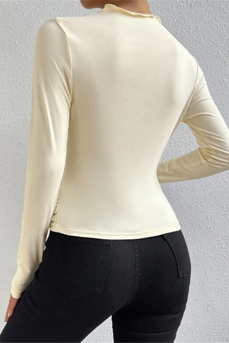 HTR1198 Draped Long Sleeve Top