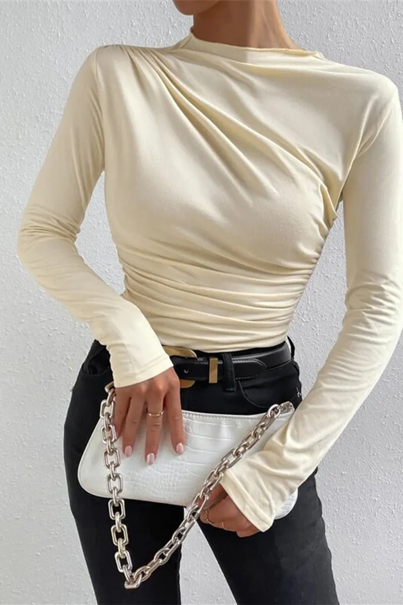 HTR1198 Draped Long Sleeve Top