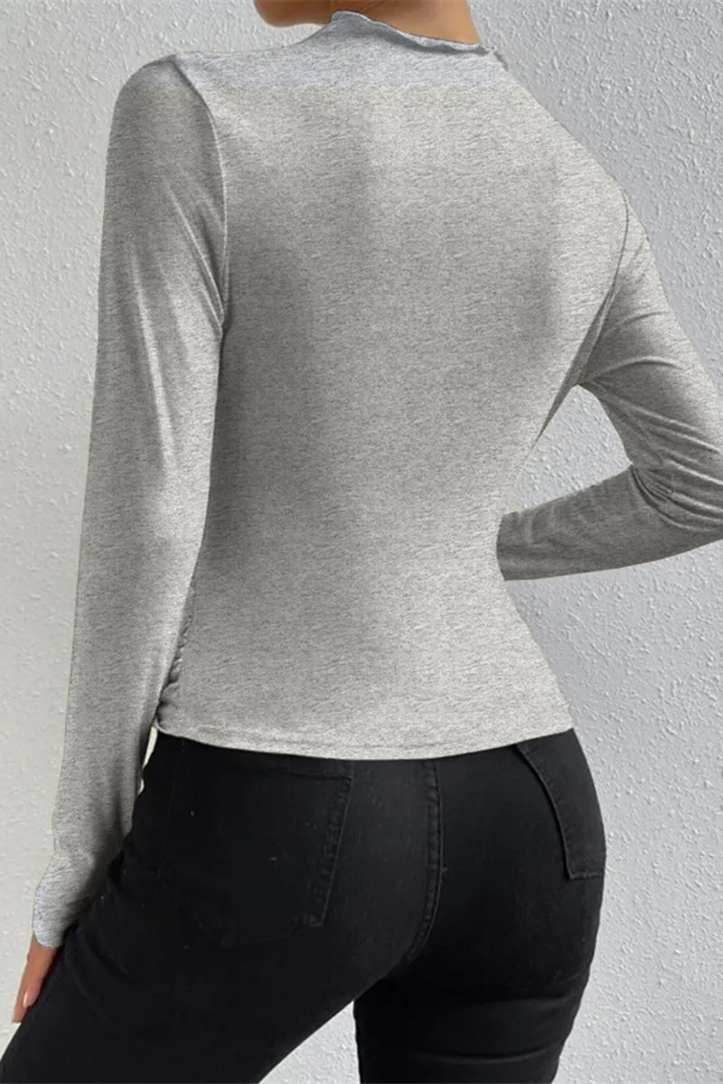HTR1198 Draped Long Sleeve Top