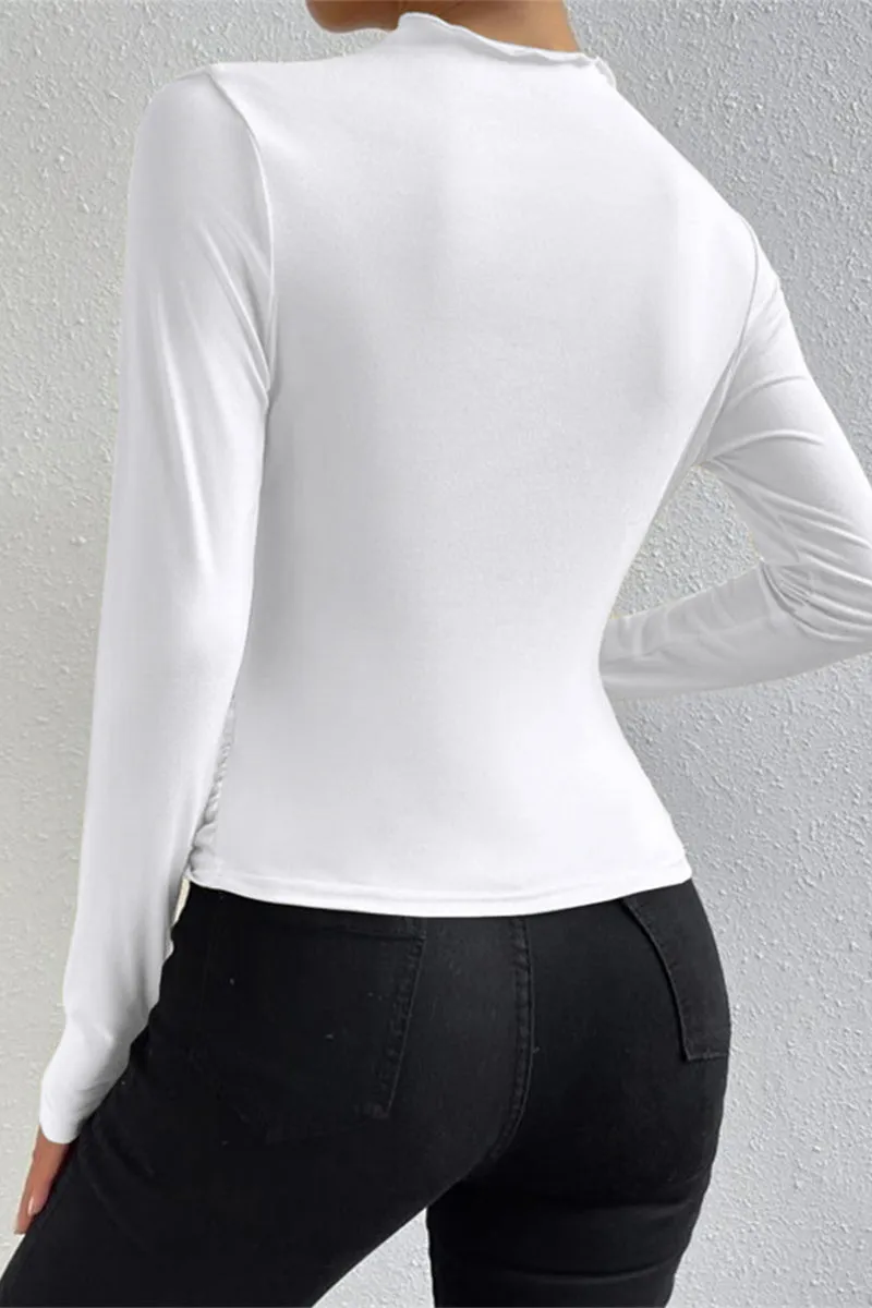 HTR1198 Draped Long Sleeve Top