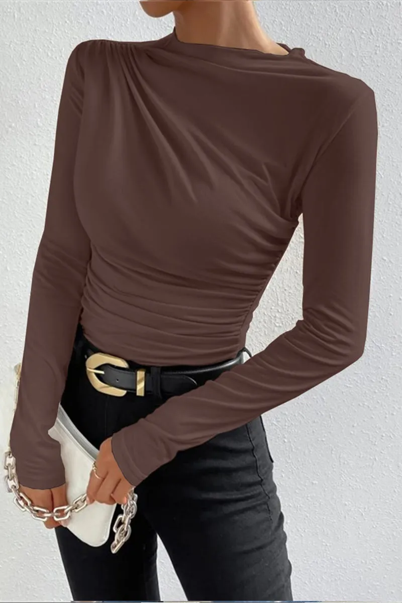 HTR1198 Draped Long Sleeve Top