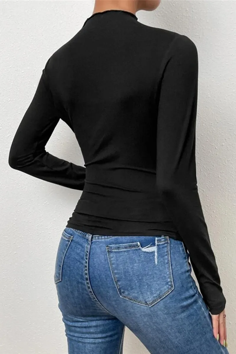 HTR1198 Draped Long Sleeve Top