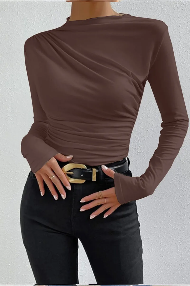 HTR1198 Draped Long Sleeve Top