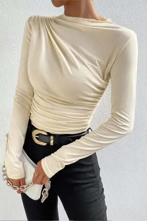HTR1198 Draped Long Sleeve Top