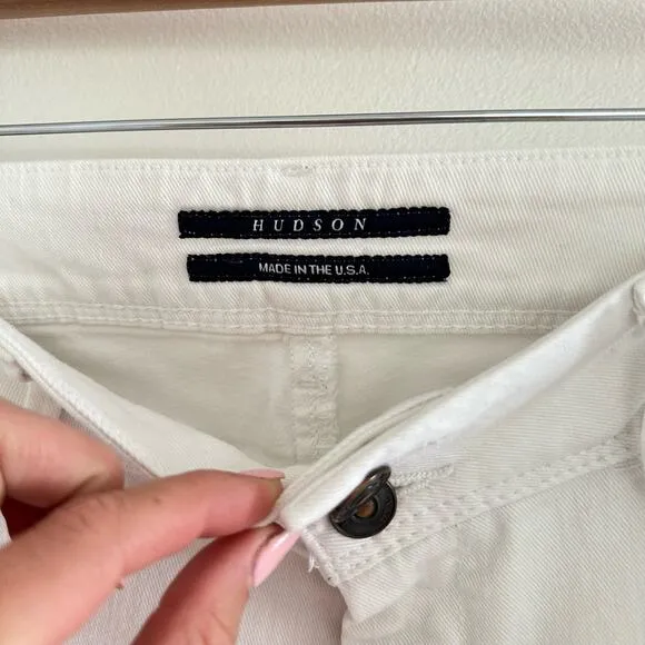 Hudson Collin Mid Rise Pockets Denim Skinny Leg Jeans White 32