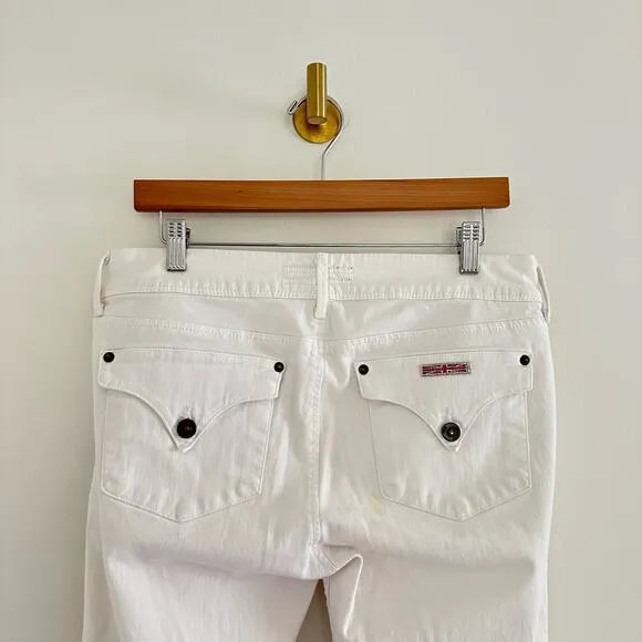 Hudson Collin Mid Rise Pockets Denim Skinny Leg Jeans White 32