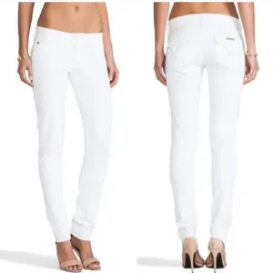 Hudson Collin Mid Rise Pockets Denim Skinny Leg Jeans White 32