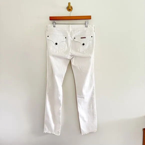 Hudson Collin Mid Rise Pockets Denim Skinny Leg Jeans White 32