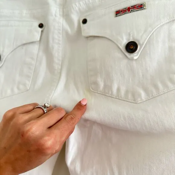 Hudson Collin Mid Rise Pockets Denim Skinny Leg Jeans White 32