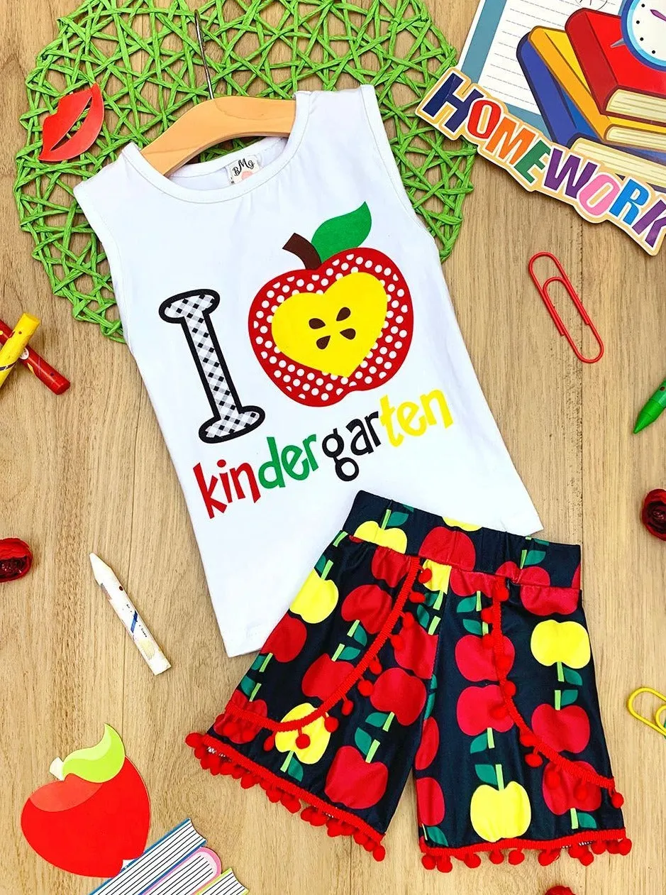 I Love Kindergarten Pom Pom Short Set