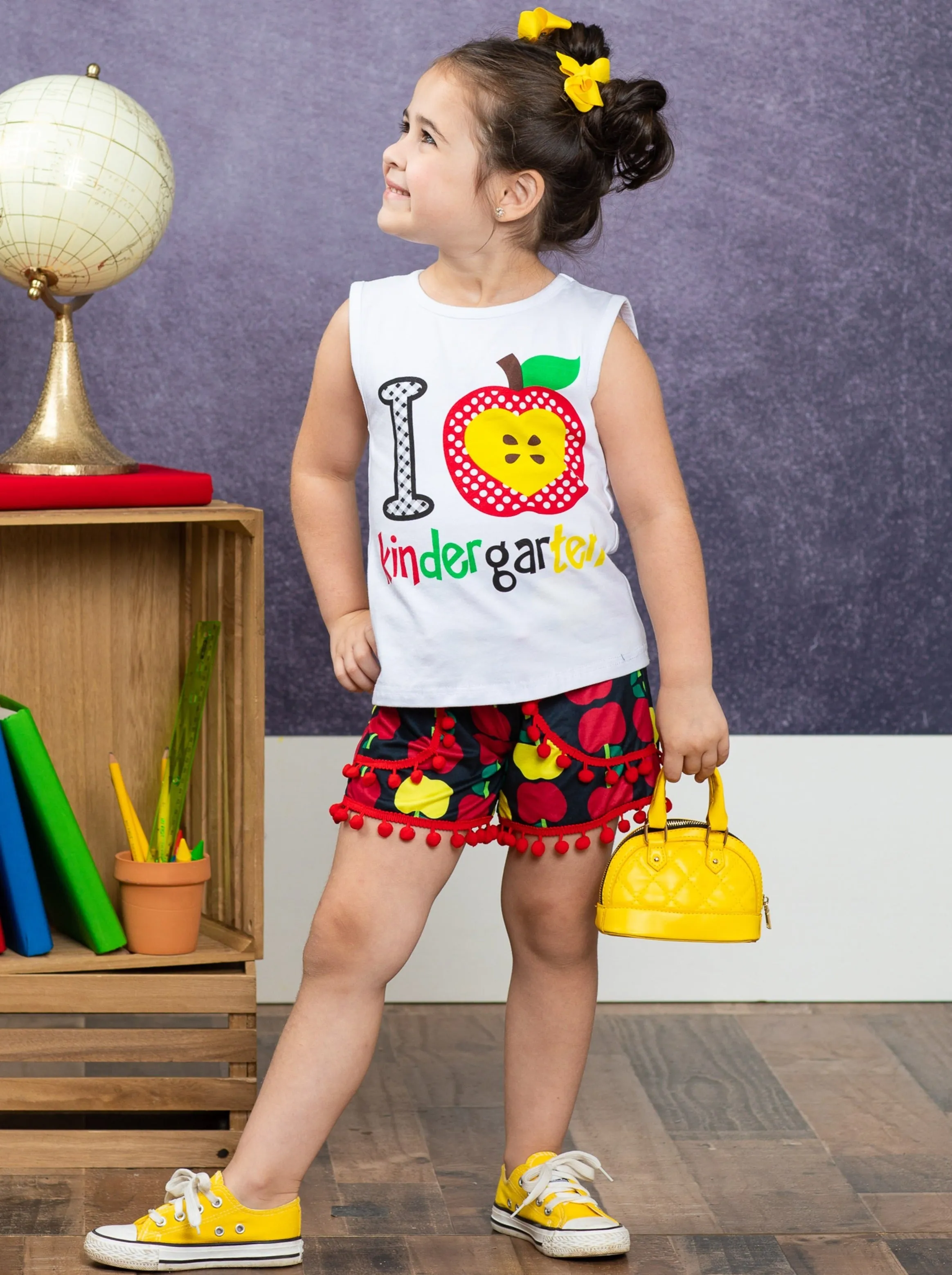 I Love Kindergarten Pom Pom Short Set