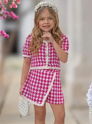 It's Fun To Be Chic Houndstooth Tweed Top and Skort Set
