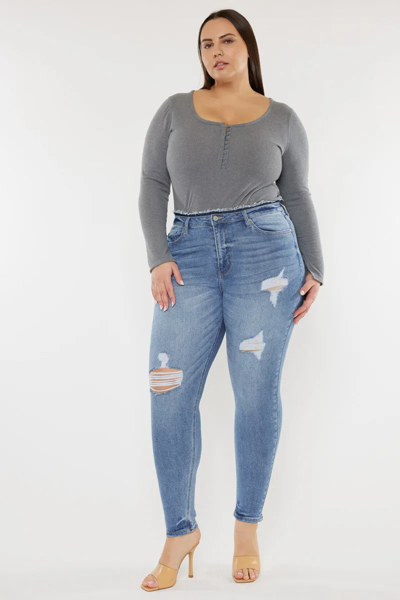 Ivory High Rise Super Skinny Jeans (Plus Size)