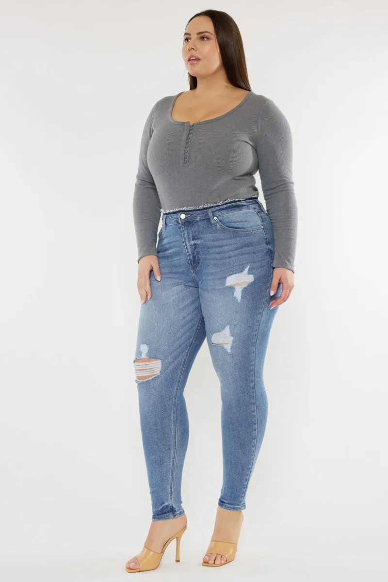 Ivory High Rise Super Skinny Jeans (Plus Size)
