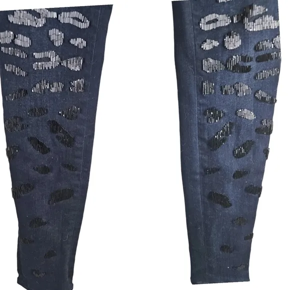 J BRAND CLAUDETTE Photo Ready Nightspot Black Beaded Midrise Skinny Jeans in 25