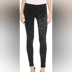 J BRAND CLAUDETTE Photo Ready Nightspot Black Beaded Midrise Skinny Jeans in 25