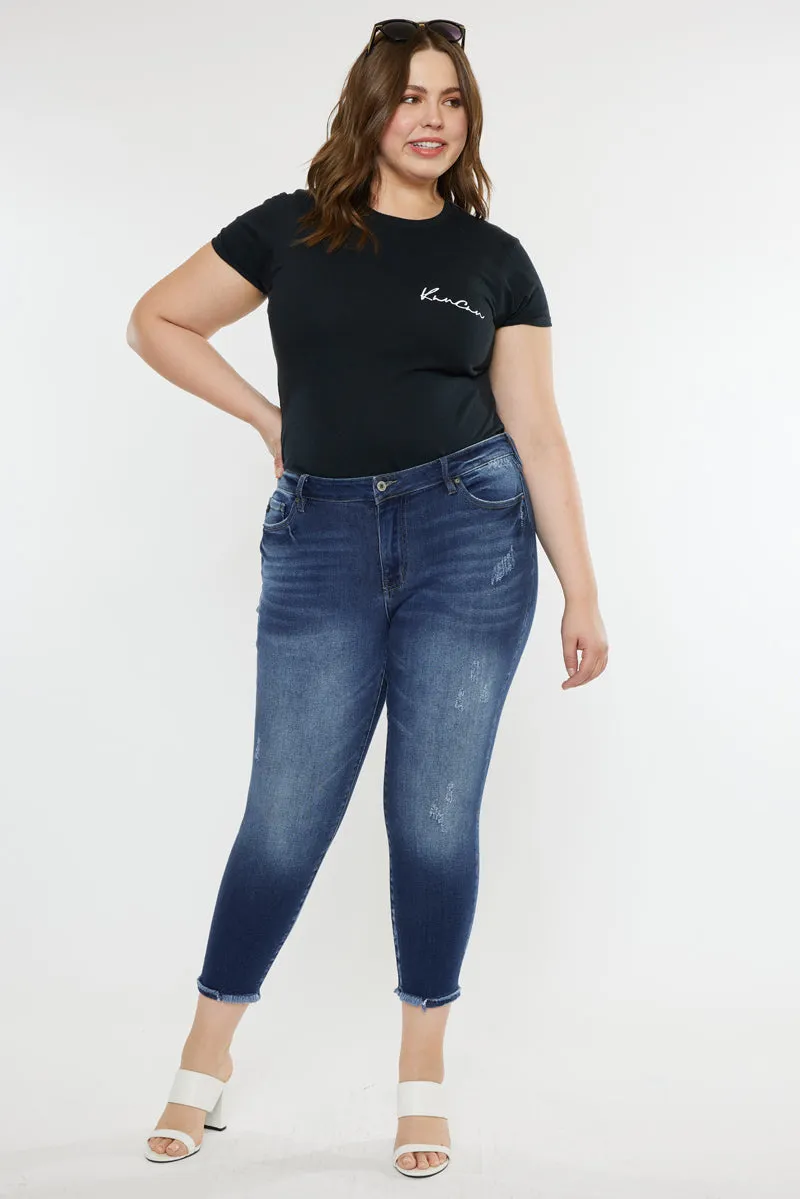 Jewels Mid Rise Ankle Skinny Jeans (Plus Size)