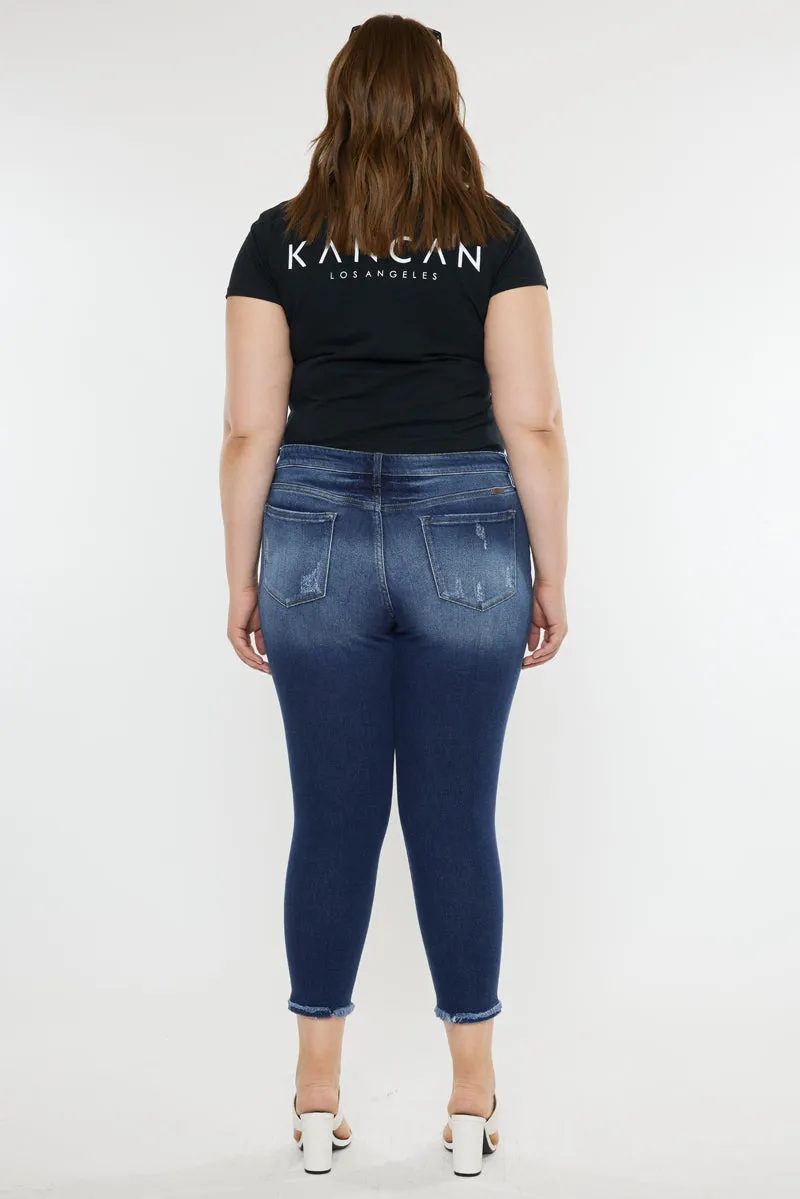Jewels Mid Rise Ankle Skinny Jeans (Plus Size)
