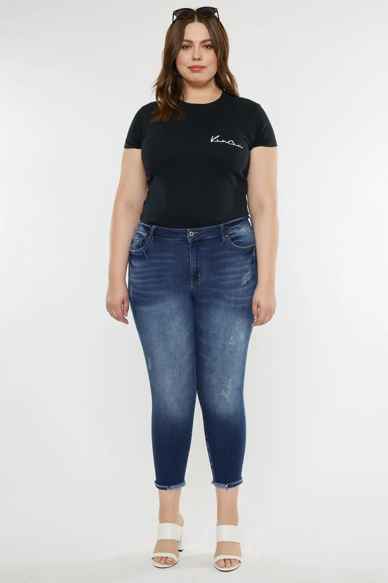 Jewels Mid Rise Ankle Skinny Jeans (Plus Size)