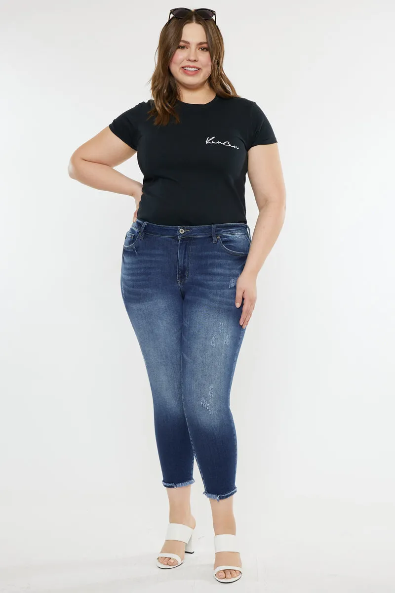 Jewels Mid Rise Ankle Skinny Jeans (Plus Size)