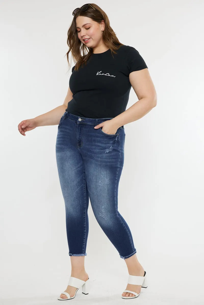 Jewels Mid Rise Ankle Skinny Jeans (Plus Size)