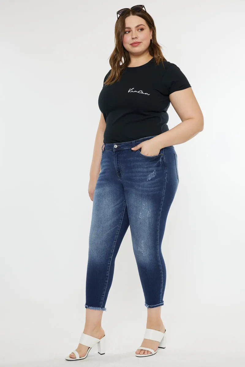 Jewels Mid Rise Ankle Skinny Jeans (Plus Size)