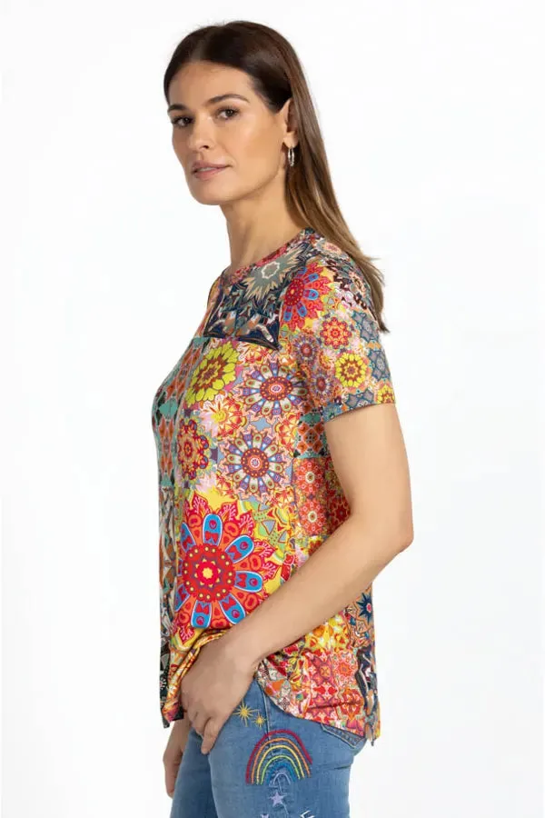 Johnny Was - Kalieda Favorite Short Sleeve Crew Neck Swing Tee - Multicolor