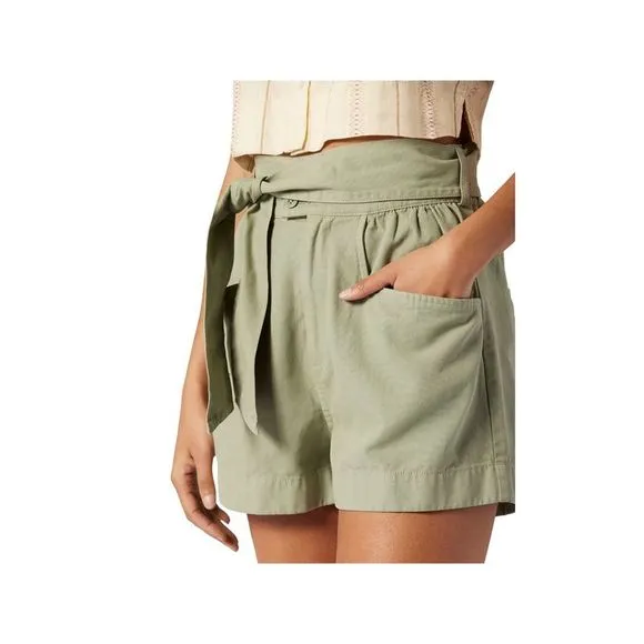 JOIE Womens Green Zippered Pocketed Gathered Self-tie Belt Shorts Shorts XXS