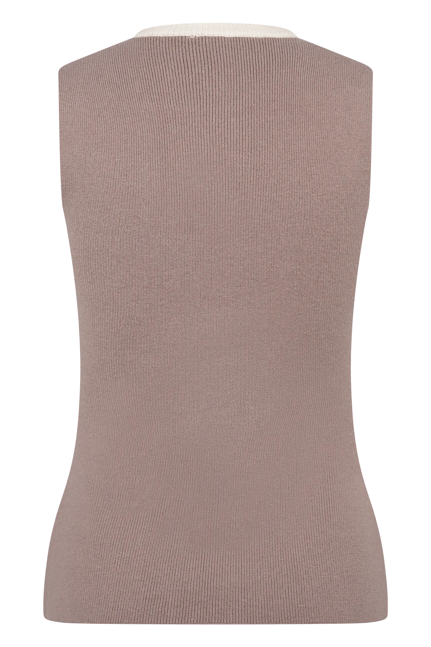 Julianne Contrast Knit Top - Pebble/Ivory