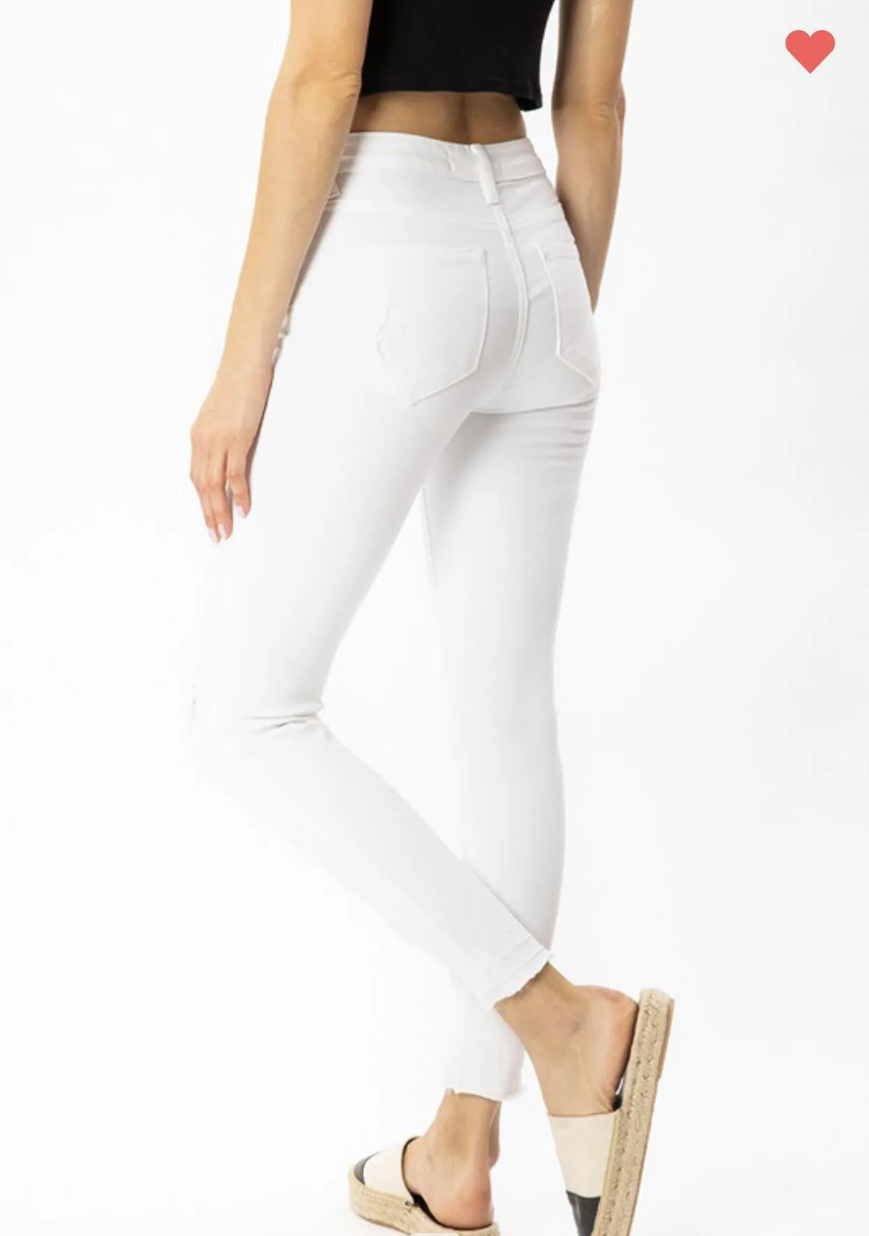 Kan Can High Rise Hem Detail Ankle Skinny