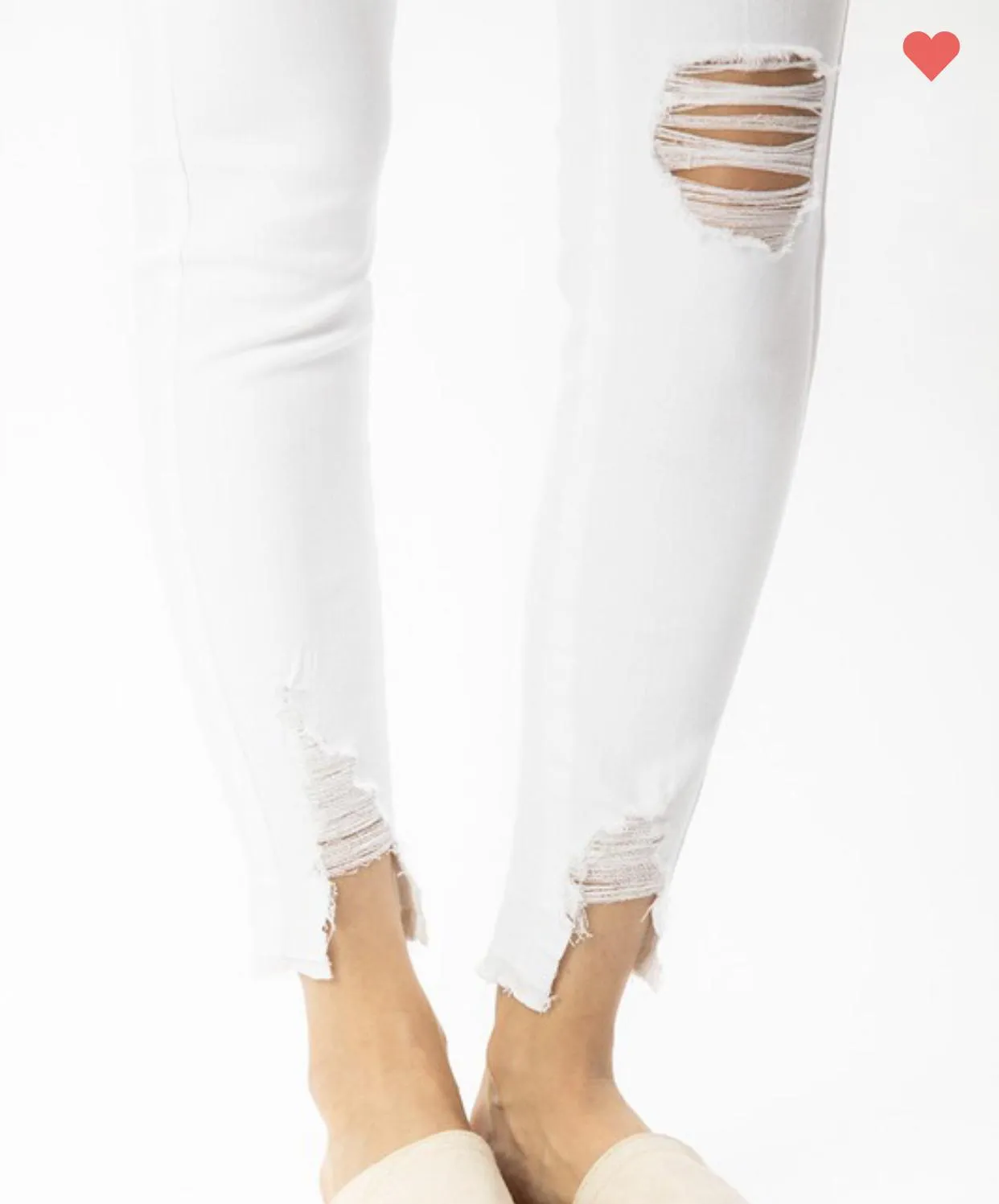 Kan Can High Rise Hem Detail Ankle Skinny