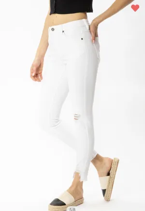 Kan Can High Rise Hem Detail Ankle Skinny