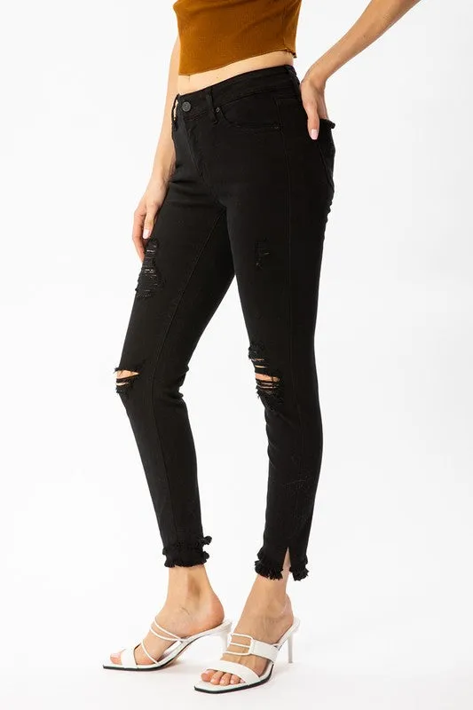 KanCan Mid Rise Ankle Skinny - Black