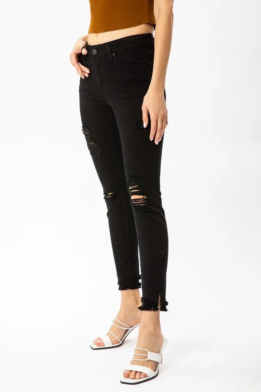 KanCan Mid Rise Ankle Skinny - Black
