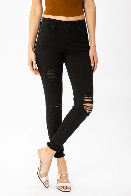 KanCan Mid Rise Ankle Skinny - Black