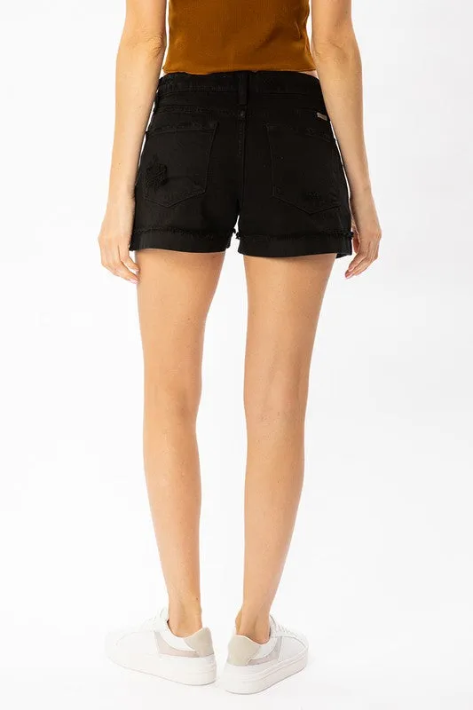 KanCan Mid Rise Shorts Distressed - Black