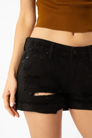 KanCan Mid Rise Shorts Distressed - Black