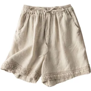 Khaki Lace Detailed Shorts