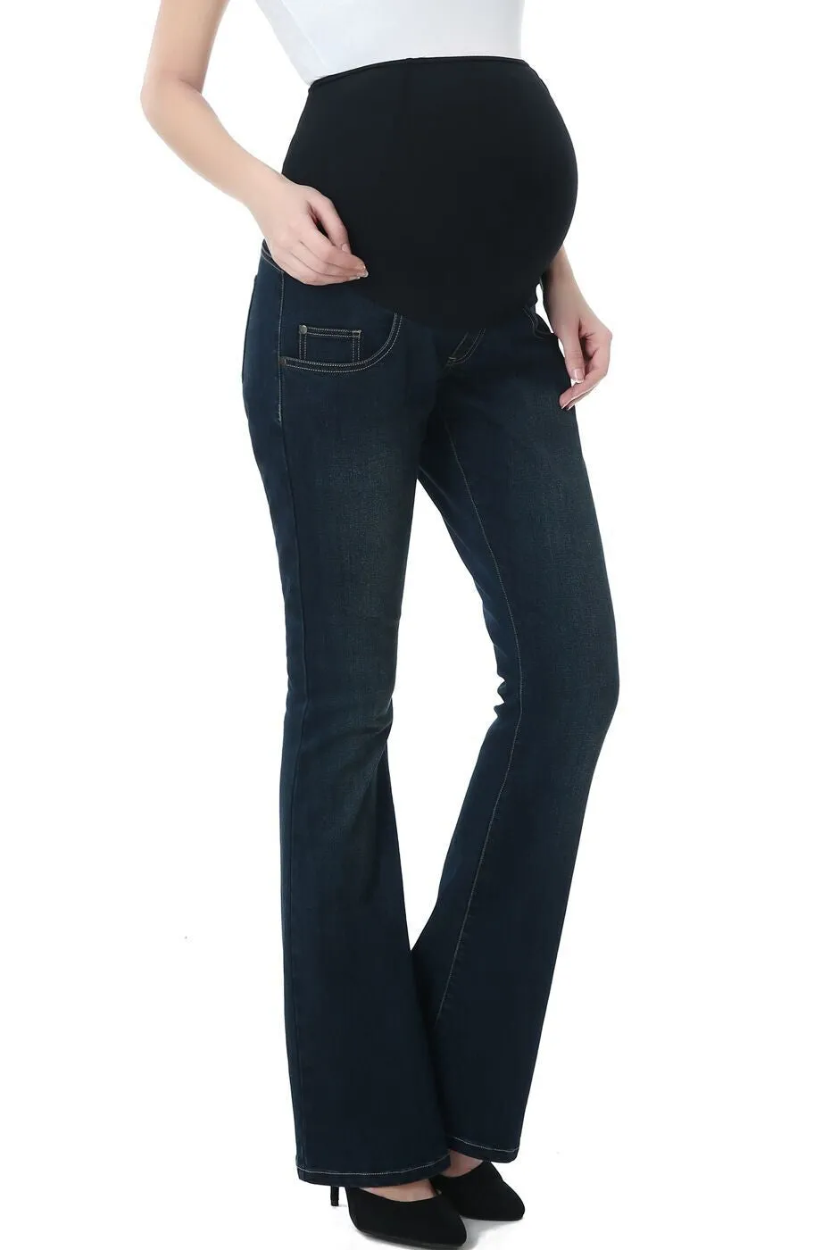 Kimi   Kai Maternity "Dixie" Flare Leg Denim Jeans